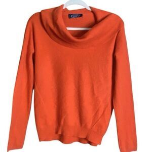 Magaschoni 100% Cashmere Cowl Neck Sweater Burnt Orange Women’s Small